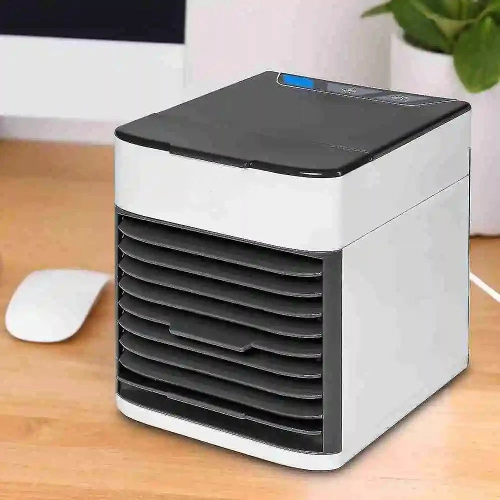 Mini Klimaanlage Tragbar USB mit Luftbefeuchter, Eiskühlung, perfekt für die Sommerhitze, ideal für Schreibtische und kleine Räume.
