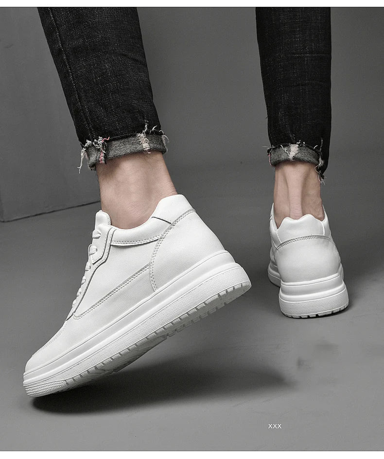 Hochwertige Herren-Sneaker, erhöhte Herrenschuhe, modische Freizeitschuhe, bequeme Leder-Sportschuhe, Höhenzunahme 6/8/10 cm