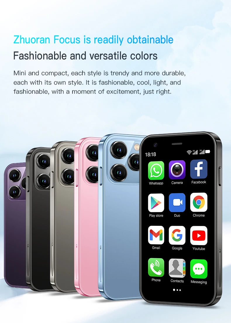 SERVO 15SE Mini Smartphone 3G WCDMA Android System WiFi Hotspot Play Store 3.0" Display Kleine Palm-Smartphones Dual SIM Standby