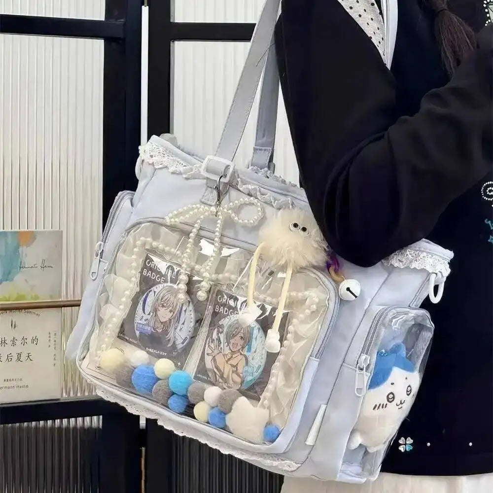 Neue Y2K Süße Japanische Ita Bag Lolita Mädchen Transparente Umhängetasche Große Kapazität Umhängetasche Lässige Tasche DIY Display Handtaschen