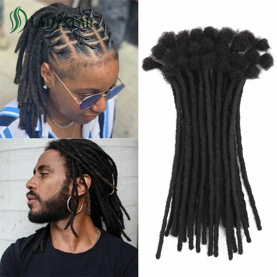Echthaar-Dreadlocks-Extensions Brasilianisches Echthaar Dreadlocks Handgefertigte Dreadlocks für Frauen/Männer 8-24 Zoll