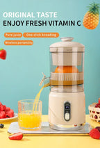 Elektrische Orangenpresse Tragbarer Zitrusentsafter Fruchtsaftpresse Fruchtfleischabscheider Entsafter USB-Ladefunktion 600 ml Smoothie-Mixer
