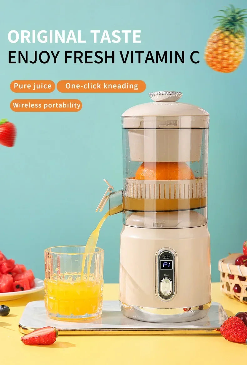 Elektrische Orangenpresse Tragbarer Zitrusentsafter Fruchtsaftpresse Fruchtfleischabscheider Entsafter USB-Ladefunktion 600 ml Smoothie-Mixer