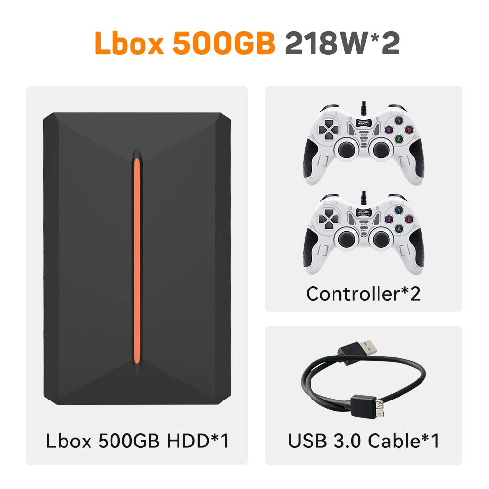 Launchbox 500GB Gaming-Festplatte, tragbare Gaming HDD mit über 3700 PC-/3D-Spielen für PS4/PS3/PS2/Wii/WiiU/Switch Spielekonsolen für PC