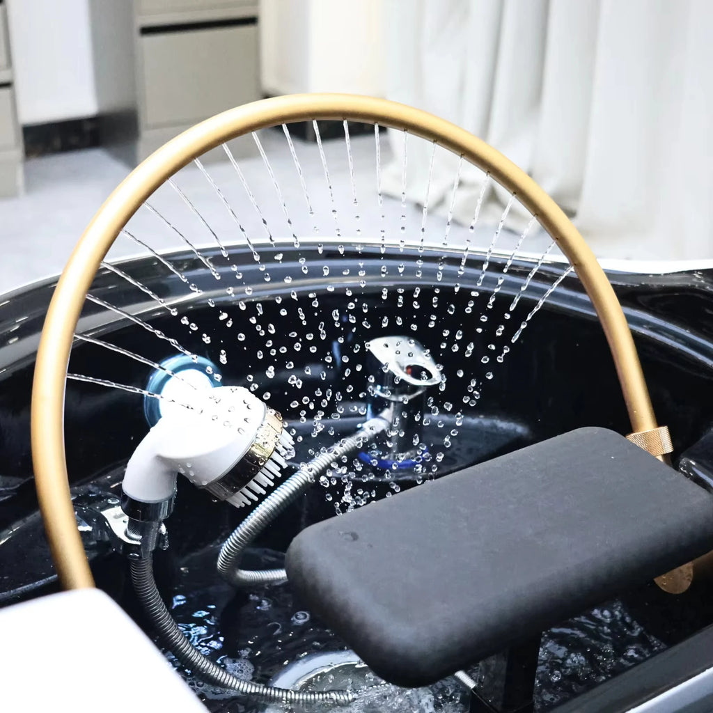Salon Head Spa Shampoo Massagebett Kunstleder Kopftherapiebett Automatisches Massage-Shampoo-Stuhl Haar-Spa-Ausrüstung Langlebig