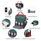 3-in-1-Wickeltaschen-Rucksack, faltbares Babybett, wasserdichte Reisetasche mit USB-Ladefunktion, Wickeltaschen-Rucksack mit Wickelbett, 3 Typen