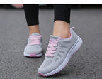 Damen Freizeitschuhe Mode Atmungsaktive Walking Mesh Flache Schuhe Sneakers Weiß Damen Fußbekleidung