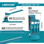LIBRATON Rohrbieger, 3-IN-1, 1/4" (6mm), 5/16" (8mm), 3/8" (10mm), für Kupfer-, Messing-, Aluminium- und dünnwandige Stahlrohre