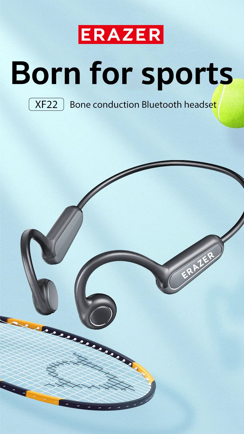 ERAZER XF22 Kopfhörer Bluetooth 5.4 Sport Wireless Kopfhörer Knochenschall-Headsets mit Mikrofon Nackenbügel-Kopfhörer