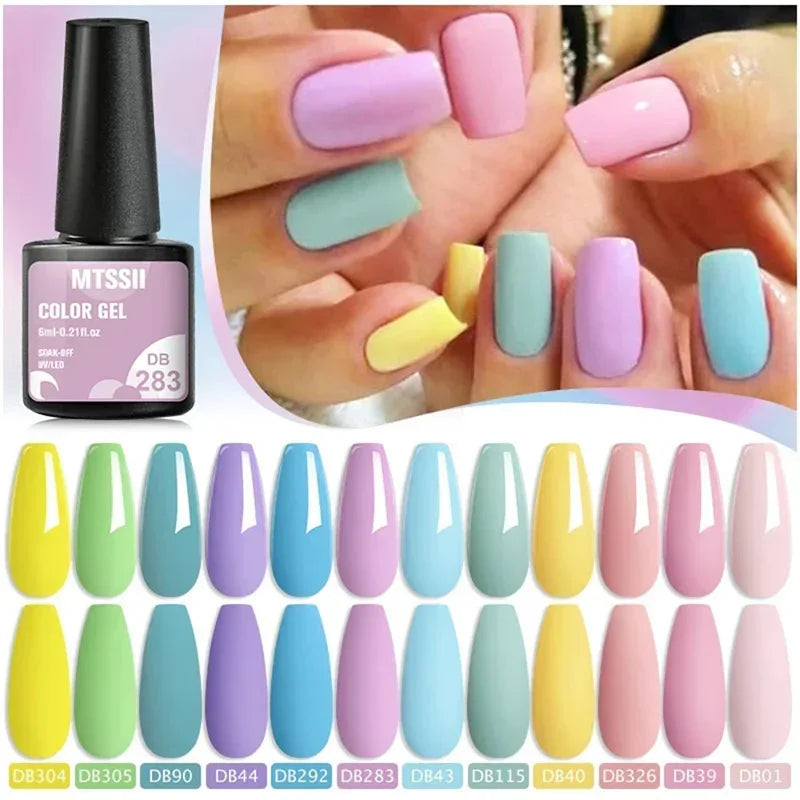 MTSSII 12tlg. Gellack-Set Nude Rosa Rot Glitzer Semi Permanent Soak Off UV Gel Nagellack Maniküre Kit Nagelzubehör DIY