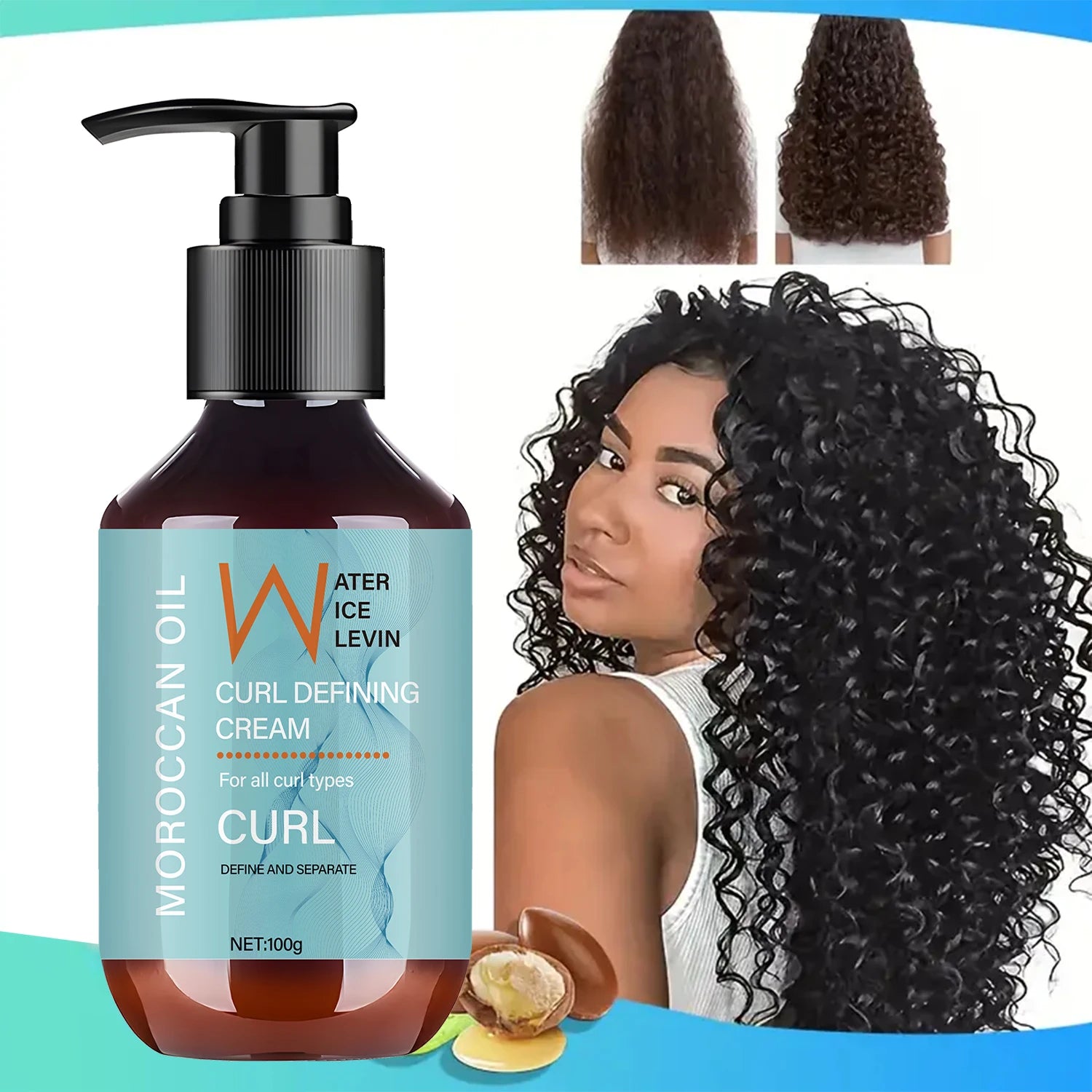 Marokkanisches Öl Lockencreme für alle Lockentypen – Definiert und Trennt mit Biotin, Kollagen & Rosmarinöl Hauptbild