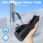 SEJOY Tragbarer elektrischer Munddusche-Irrigator Zahnaufhellungsstreifen 350 ml Tank 5 Modi 5 Aufsätze für Zuhause und Reisen