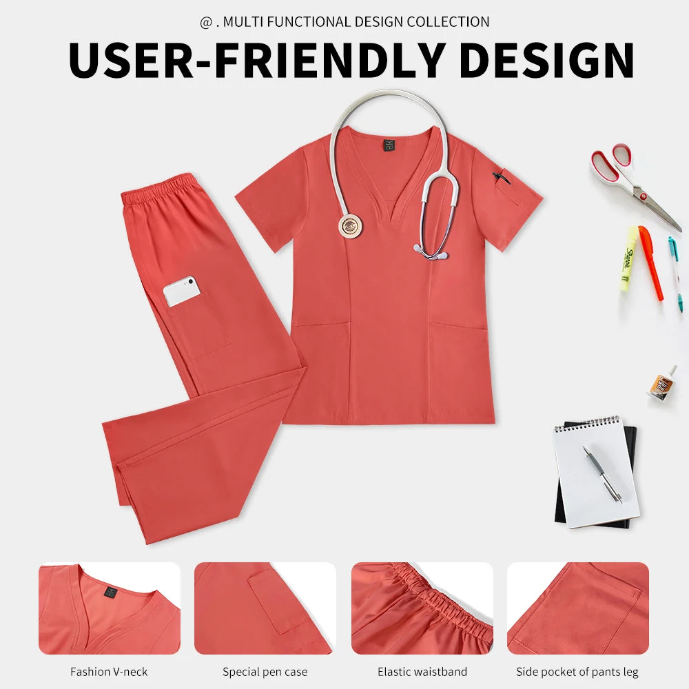 Niaahinn Scrubs Uniforms Sets Großhandel Medizinische Kasacks Stretch-Anzug Gesundheitswesen Pflegeuniform Unisex OP-Kasacks Damen Herren
