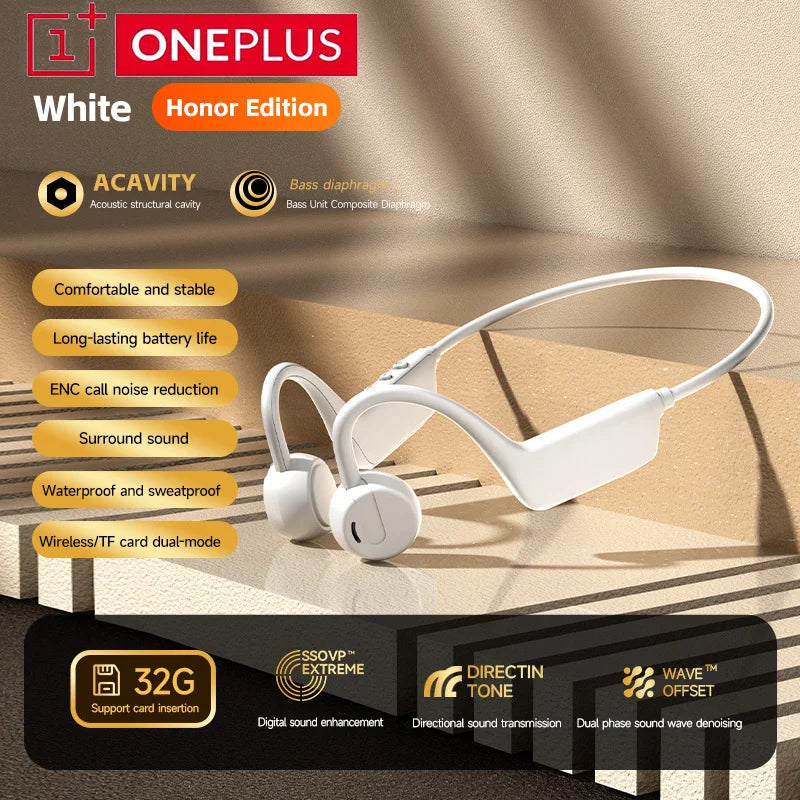 OnePlus Bluetooth Knochenschall-Kopfhörer Drahtlose offene Kopfhörer Freisprechfunktion Wasserdichte Sport-Kopfhörer mit Mikrofon