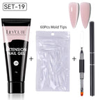 LILYCUTE 15ml Verlängerungsgel-Nagellack-Set Quick Nail Prolong mit Verlängerungsform-Nagelspitzen Acryl-Lösung Maniküre-Werkzeug-Kit