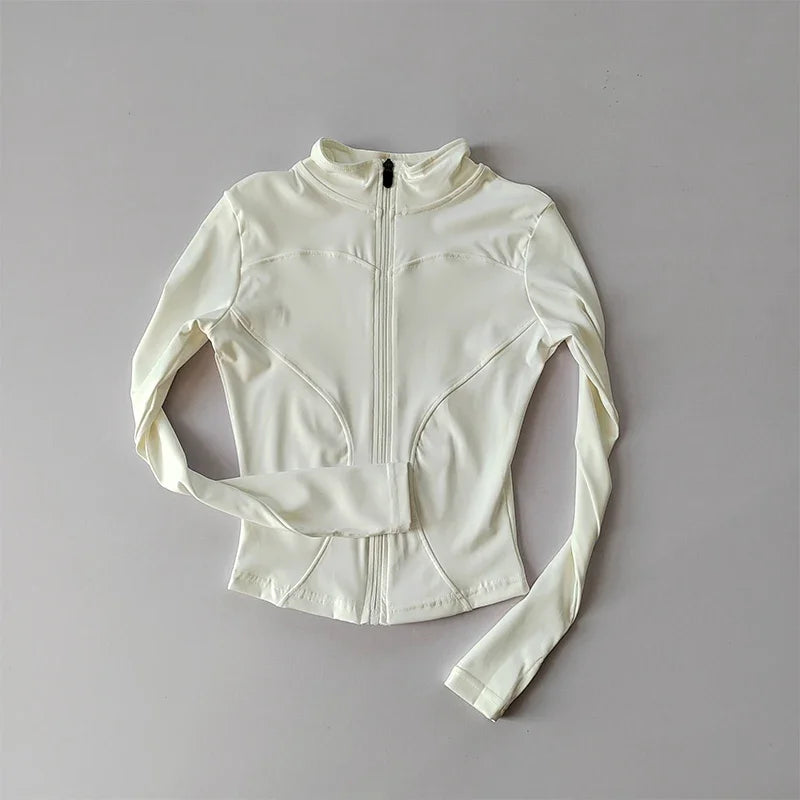 Slim Fit Sportjacke Stehkragen Reißverschlussmantel Sport Fitness Yoga Kleidung Plus Samtjacke Schlankheits-Schnelltrocknender Anzug