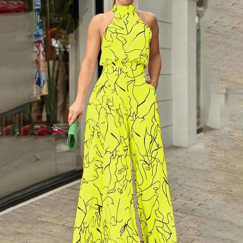 Sexy ärmelloser Jumpsuit Büro-Dame Frühling Sommer Mode Lässige schulterfreie bedruckte Jumpsuits für Frauen 2024 Einteiler Strampler