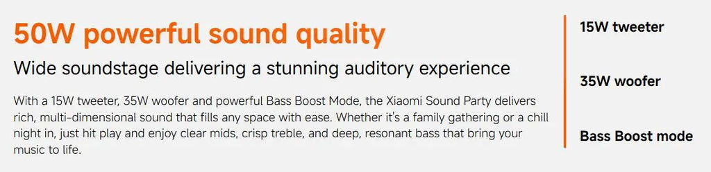 Xiaomi Sound Party, 50W tragbarer Bluetooth-Lautsprecher, Harman AudioEFX TWS-Modus 26h Wiedergabezeit, Smart Connectivity Wireless Speaker