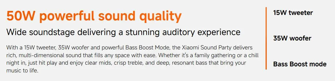 Xiaomi Sound Party, 50W tragbarer Bluetooth-Lautsprecher, Harman AudioEFX TWS-Modus 26h Wiedergabezeit, Smart Connectivity Wireless Speaker
