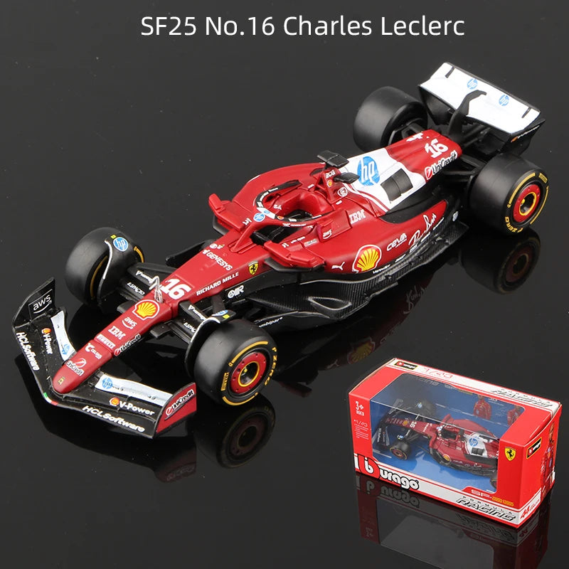 Bburago 1:43 2025 F1 Legierungsauto Modell Formel Racing Die Cast Spielzeug SF25 RB21 W16 MCL39 Red Bull Mercedes Ferrari McLaren
