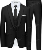 Eleganter Herrenanzug 3-teilig Mode Revers Einreihig Bräutigam Hochzeit Slim Fit Freizeitversion Business Anzug für Herren