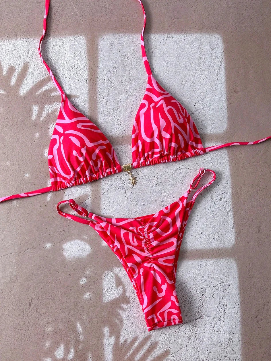 Micro Bikini Damen Badeanzug Zweiteiliger Badeanzug Damen Bademode 2026 Sexy Leopard Push Up Tanga Bikinis Sets Strandmode Sommer