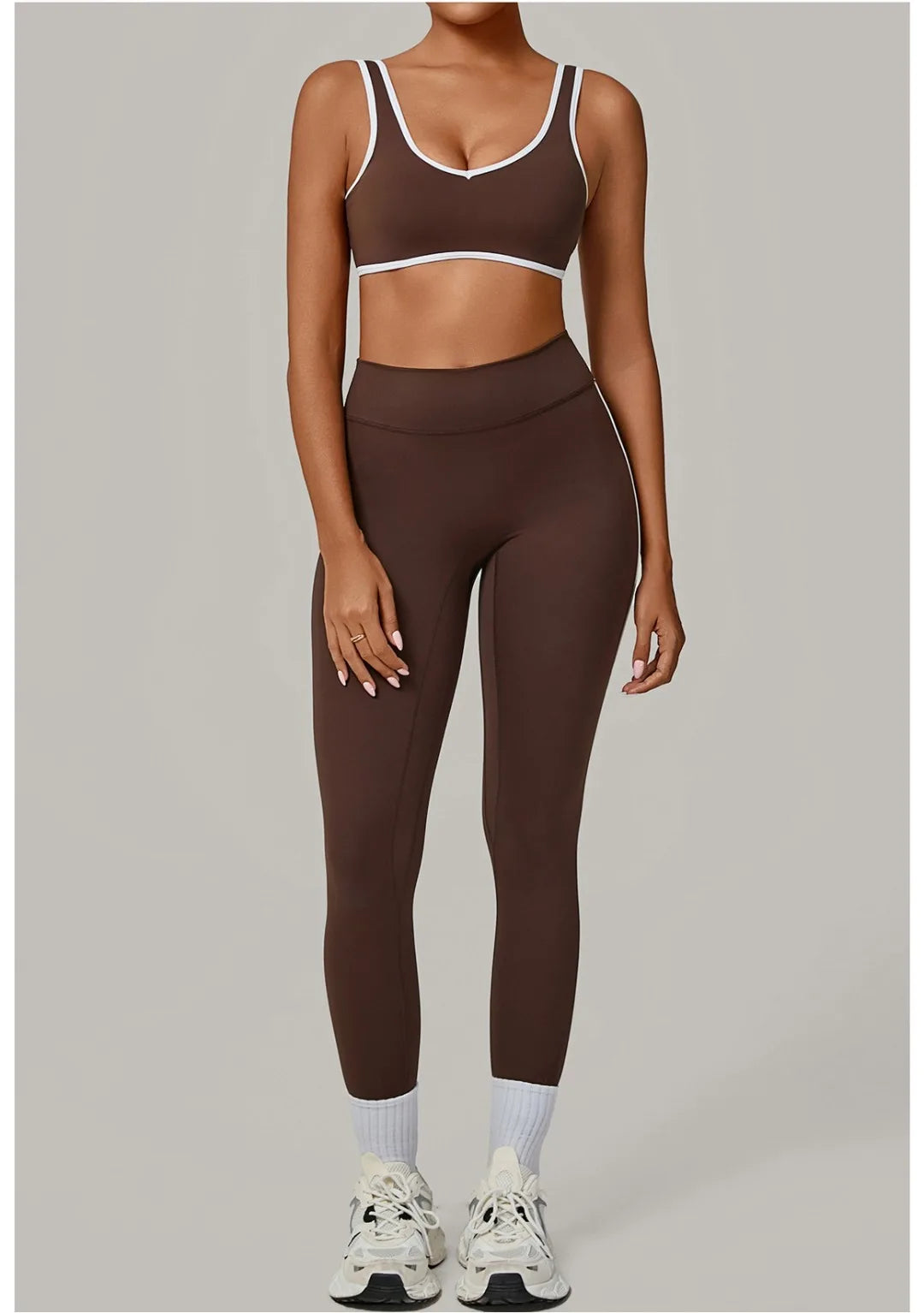 2PCS Damen Yoga-Set Hohe Taille Peach Hip Herausnehmbare Polsterung Sport-BH Hose Fitnessanzug Laufen Workout Gym Leggings Yoga-Set