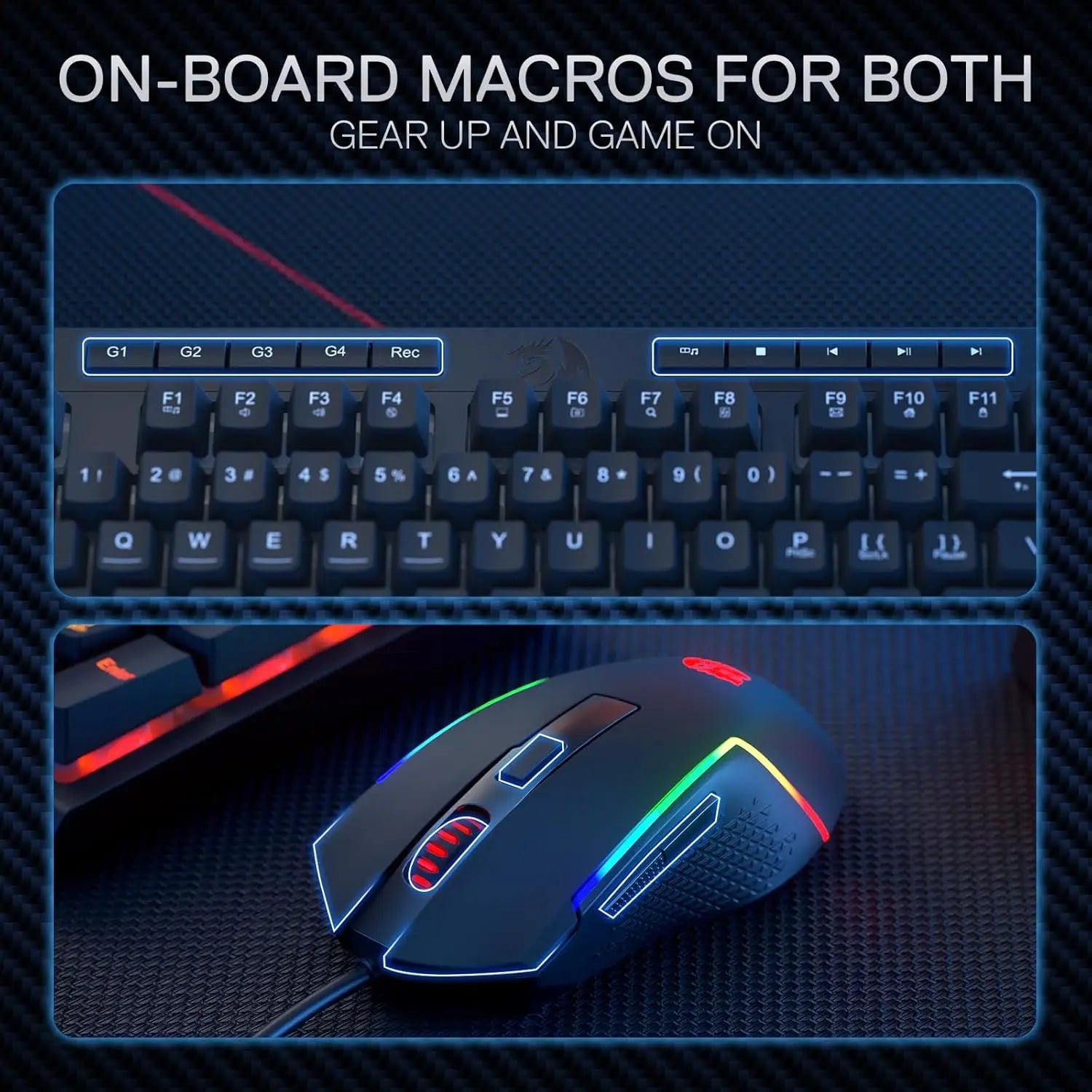 Redragon S141 Gaming-Tastatur- und Maus-Kombination, K515 kabelgebundene RGB-Membran-Tastatur und M616 kabelgebundene Gaming-Maus mit 10000 DPI im Bundle