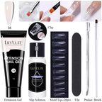 LILYCUTE 15ml Verlängerungsgel-Nagellack-Set Quick Nail Prolong mit Verlängerungsform-Nagelspitzen Acryl-Lösung Maniküre-Werkzeug-Kit