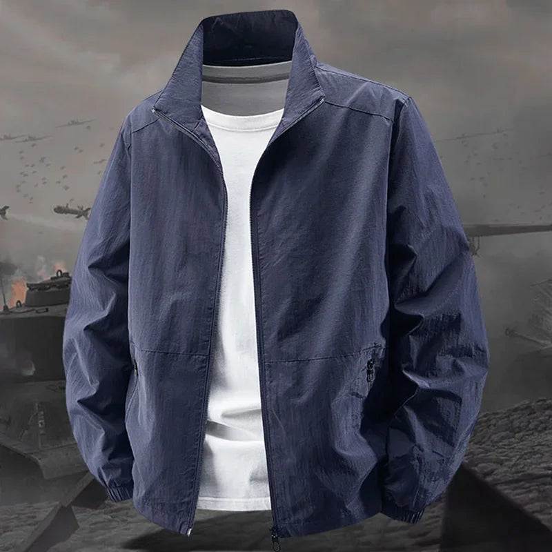 Herren Stehkragenjacke Frühling Atmungsaktiv Leicht Anti-Falten Windjacke Outdoor Sport Freizeit Schnelltrocknende Arbeitsjacken