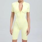 Damen-Trainingsanzug Fitness-Workout Sportkleidung Outfit Reißverschluss-Jumpsuit Yoga Fitness Overall Set Offene Rücken Bodysuits Anzug für Damen