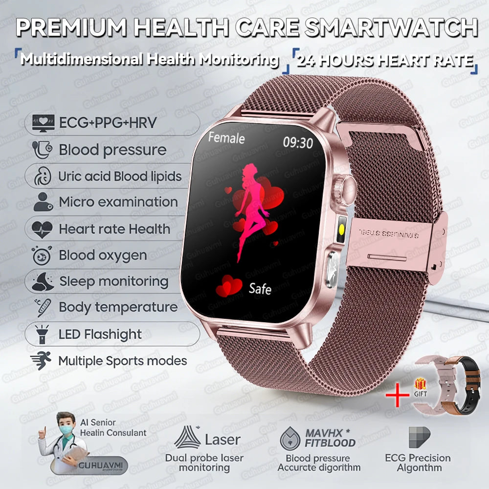 Neue präzise Gesundheits-Smartwatch EKG+HRV Harnsäure Blutfette Emotionswahrnehmung Bluetooth-Anruf Smartwatches für Männer und Frauen