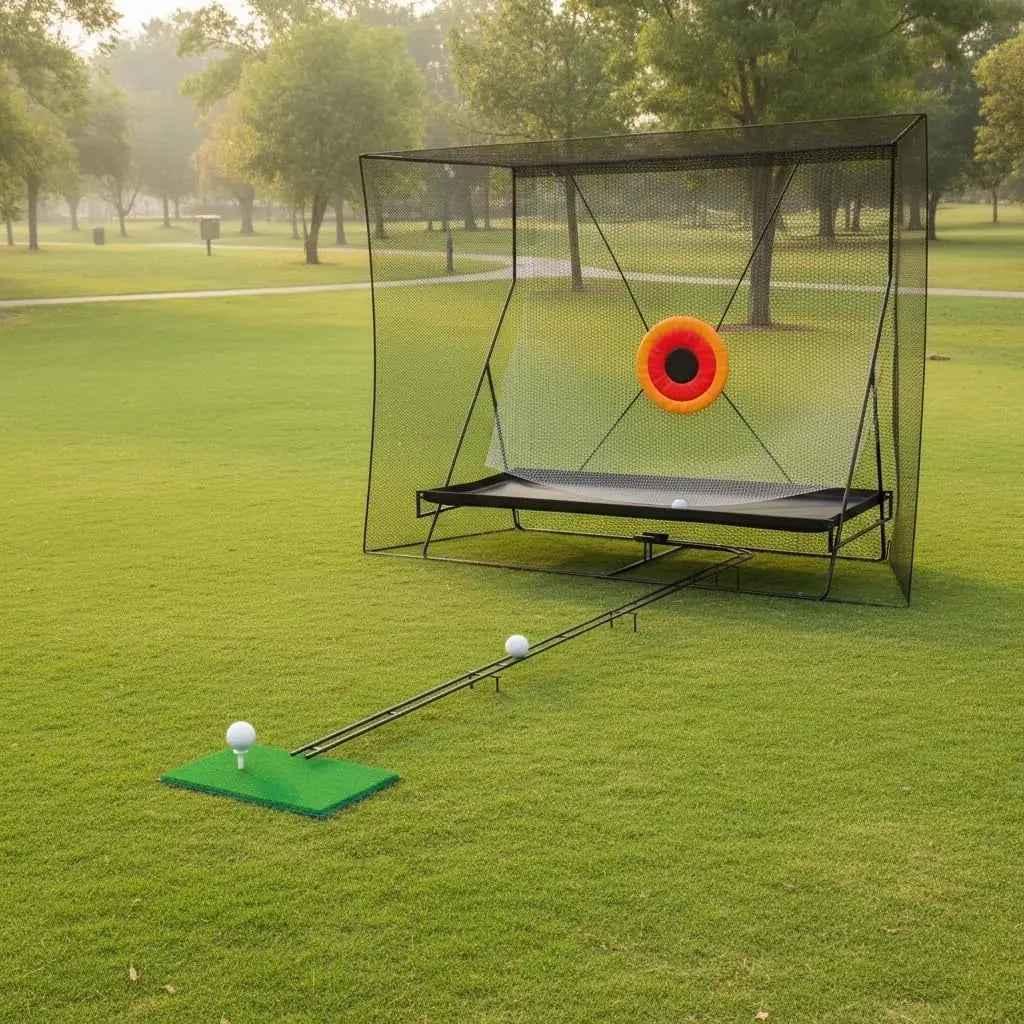 Golf Practice Net with Ball Return and Ball Blanket, Large Golf Training Net for Chipping and Swing with Target, with Carry Bag