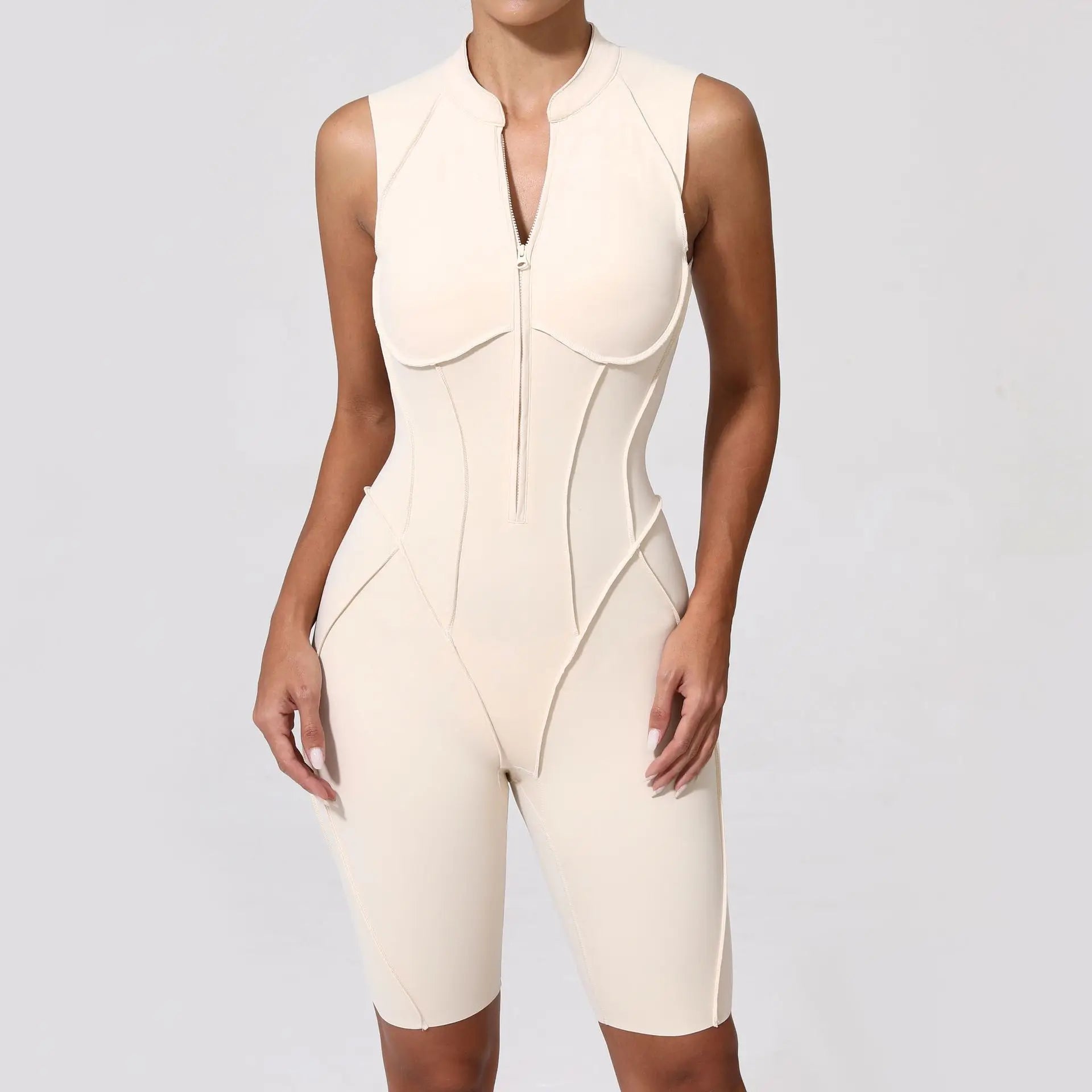 Damen-Trainingsanzug Fitness-Workout Sportkleidung Outfit Reißverschluss-Jumpsuit Yoga Fitness Overall Set Offene Rücken Bodysuits Anzug für Damen