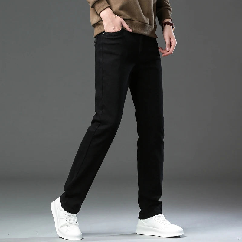 2026 98 % Baumwolle Elastische Baumwolljeans Herren Frühling Slim Straight Denim Hose Komfort Große Größe Koreanische Business Casual Hose