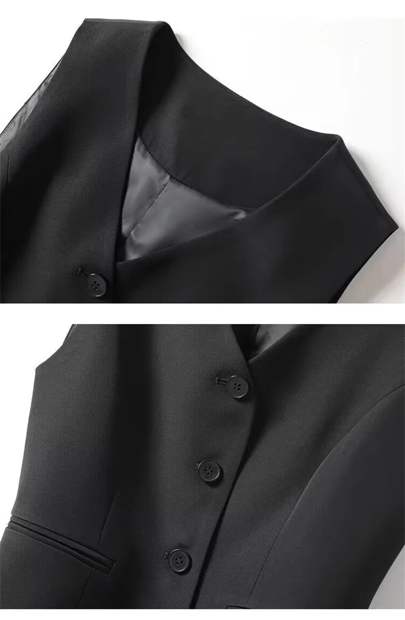 Frühling Sommer Koreanische Mode Weste 2025 Neue Damen Kurze Mode V-Ausschnitt Ärmellose Freizeit Blazer Weste Mäntel Weibliche Oberteile