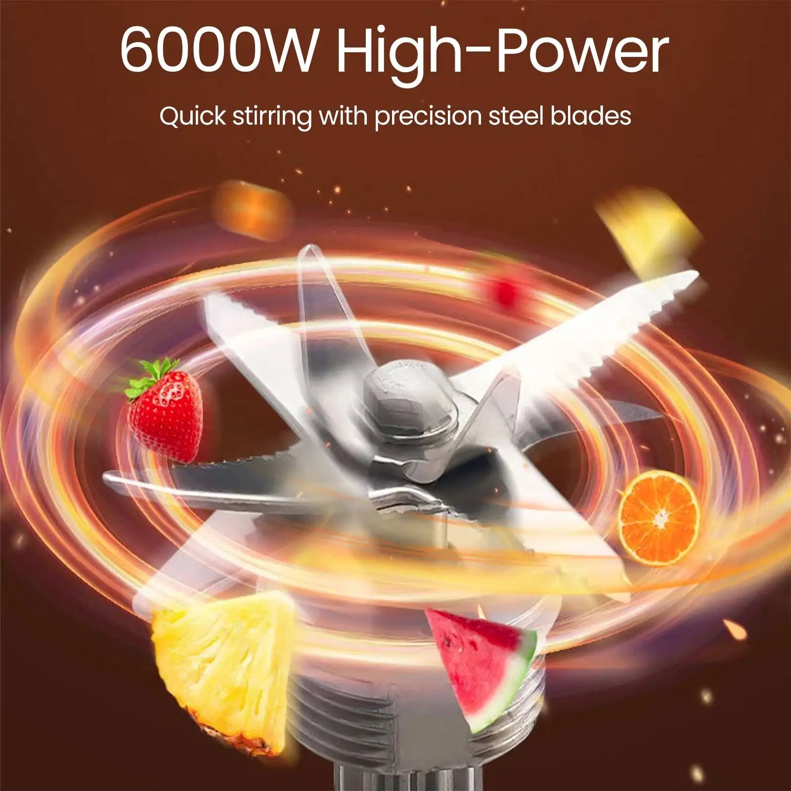 6000W Leistungsstarker Standmixer Mixer Entsafter Smoothie Maker Tischmixer 2.5L Behälter Küchenmaschine Mixer für Eis, Nüsse und Obst