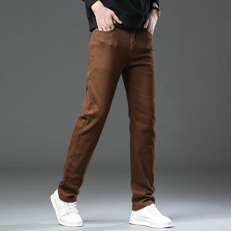 2026 98 % Baumwolle Elastische Baumwolljeans Herren Frühling Slim Straight Denim Hose Komfort Große Größe Koreanische Business Casual Hose