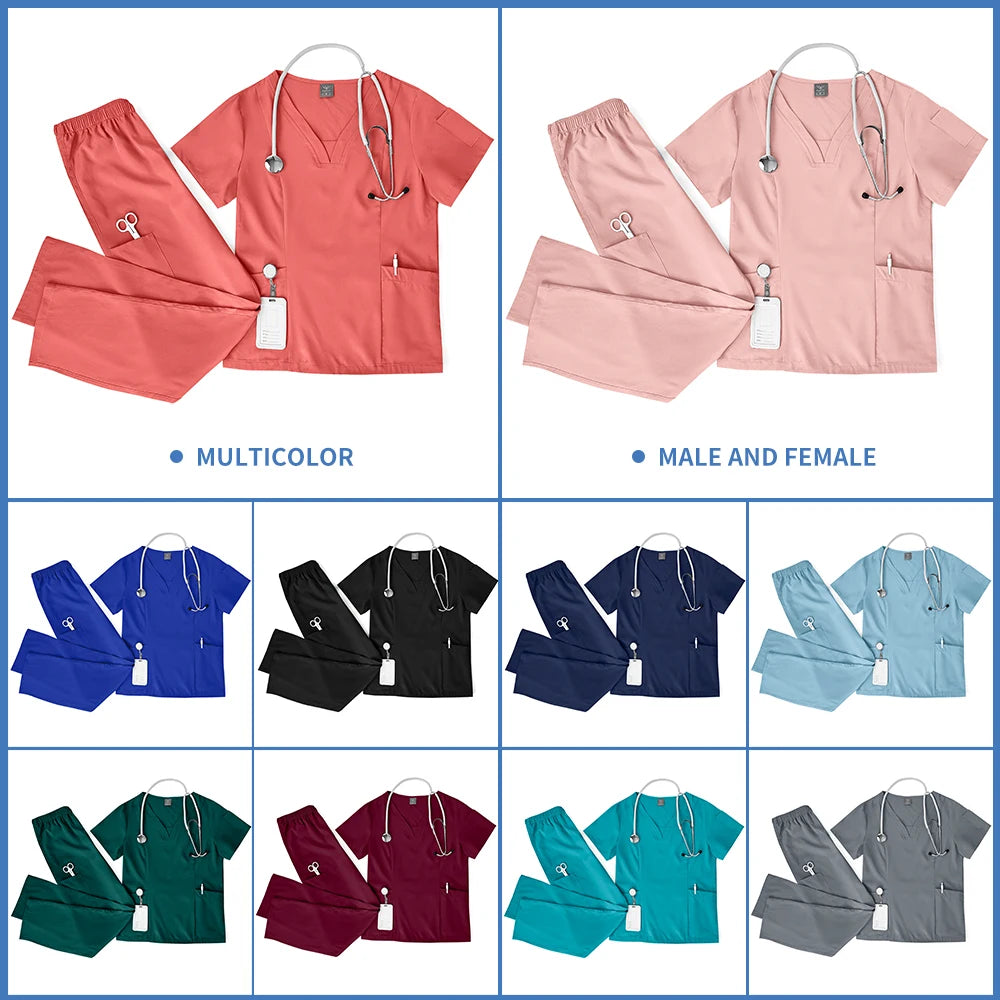 Niaahinn Scrubs Uniforms Sets Großhandel Medizinische Kasacks Stretch-Anzug Gesundheitswesen Pflegeuniform Unisex OP-Kasacks Damen Herren