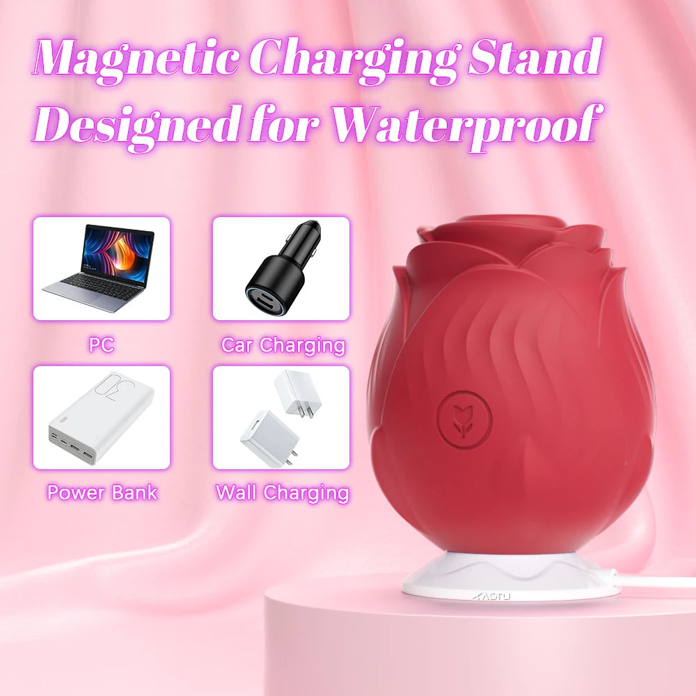 Leistungsstarker Saugvibrator für Frauen Vakuum-Klitorisstimulator Oralsauger für weibliche Brustwarzen Klitoris-Sauger Vibrations-Sexspielzeug für Erwachsene Rosen-Spielzeug