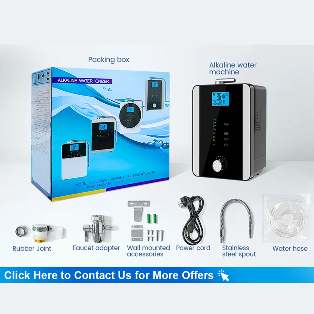 CAWOLO Alkalischer Wasserionisator PH-Wassergerät Alkalischer Wasserspender 11 Platten Platinbeschichtung Alkalischer Wasserionisierer