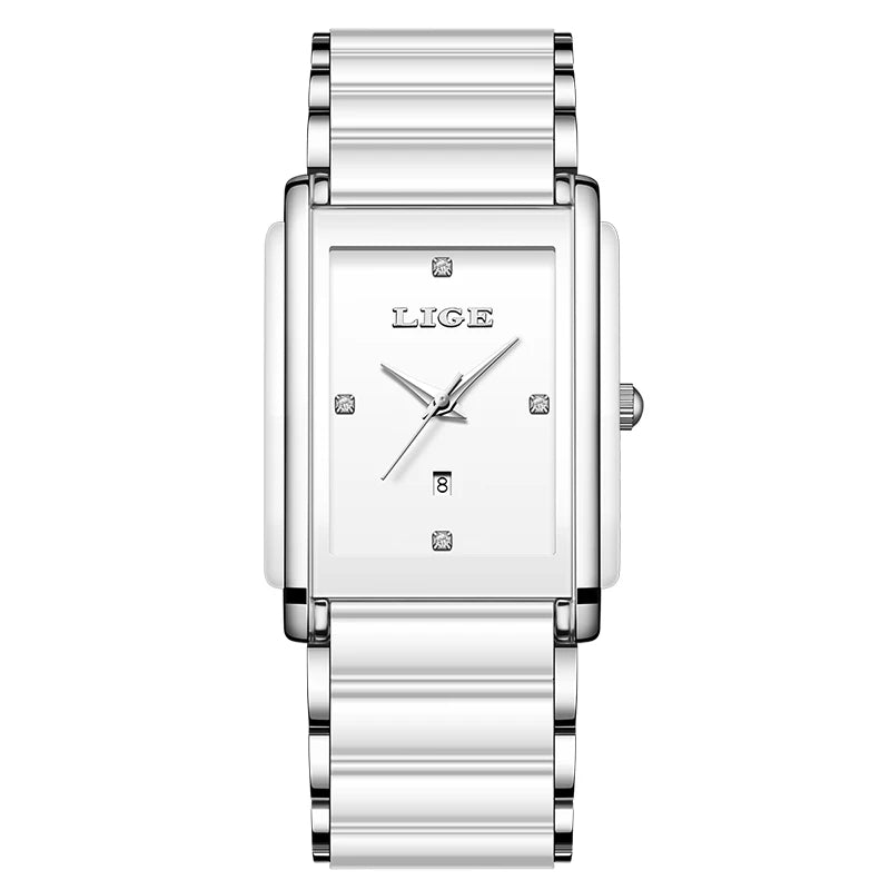 LIGE Mode Elegante Damenuhr Japanisches Uhrwerk Keramikarmband Luxus Damen Armband Quarzuhren Geschenke Reloj Mujer