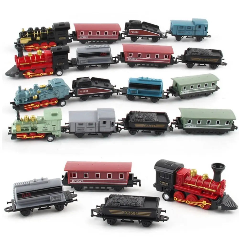 Auto Fahrzeuge Retro Dampfzug Rückziehmodell Diecast 1:60 Legierung Spielzeugzug Kinder Spielzeug Set für Jungen Geschenke Kindergeburtstag