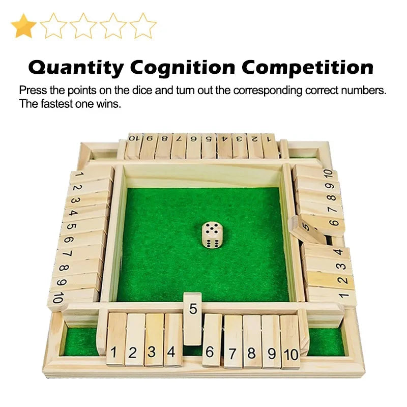 Holzwürfel-Brettspiel Shut The Box für 4 Spieler Klappen & Würfel Spiel Eltern-Kind Interaktion Familienunterhaltung