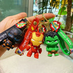 Marvel cartoon Avengers cute silicone doll keychain Spiderman Iron Man Captain America Hulk Thor Batman school bag pendant