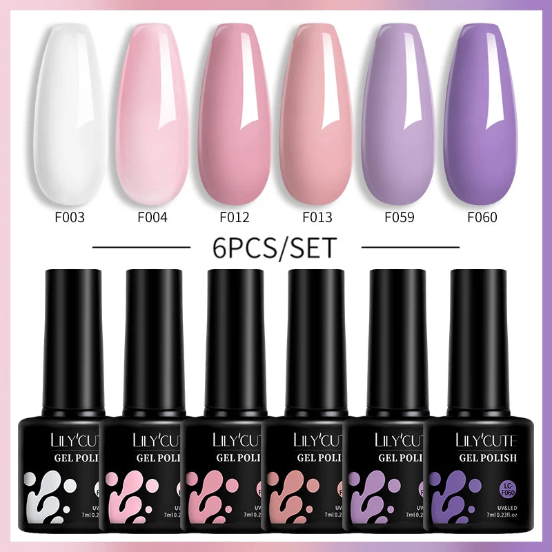 LILYCUTE 6PCS Gel-Nagellack-Set Sommer Neon Nagellack-Gel-Kits für DIY Nagel Semi-Permanenter UV-Lampe Gellack Nagellack-Set
