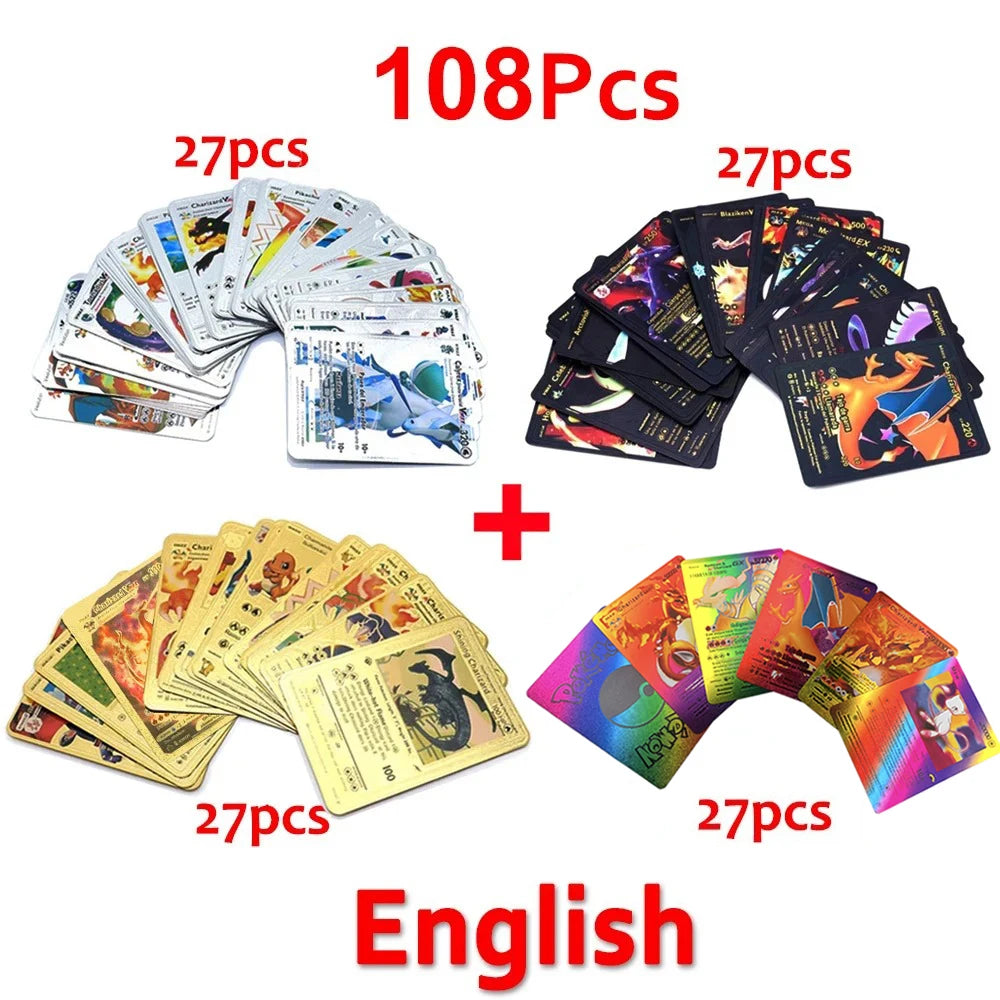 30-165 Stück Gold Pokemon Bunte Kartenset Schwarz Vmax Vstar Silber GX Box Pikachu Carta Glurak Deutsch Französisch Spanisch Spielkarten