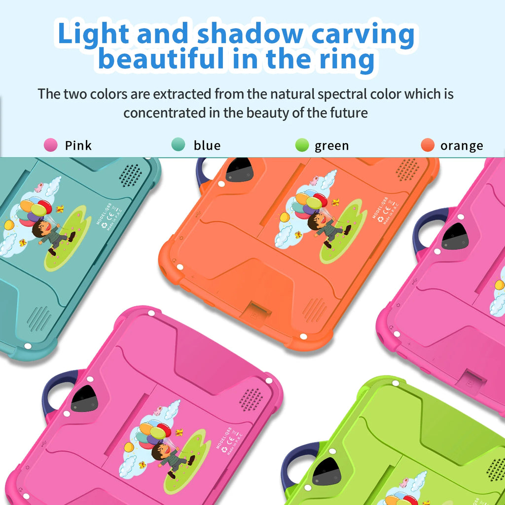 Neues Cartoon-Muster Kinder-Tablet 7 Zoll Quad-Core 4GB RAM 64GB ROM Android Lernspiele Tablets Kindergeschenke