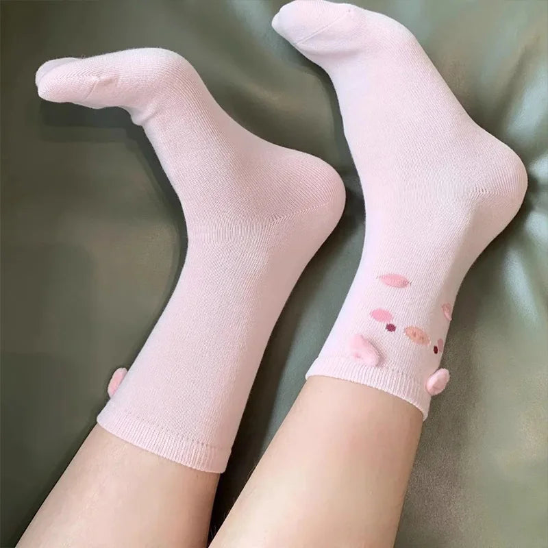 Mode Süß Niedlich 3D Tierohren Schwein Strumpfwaren Winter Warme Cartoon-Socken für Kinder Harajuku Baumwolle Weiche Hausschuhsocke