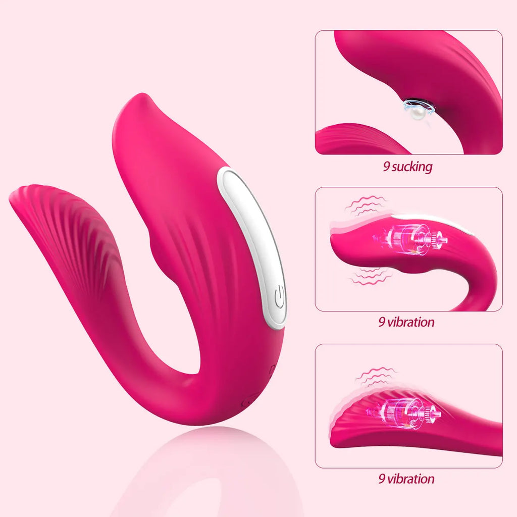 Leistungsstarker kabelloser ferngesteuerter Vibrator tragbarer U-förmiger Dildo-Massager Dual-Kitzler-Stimulation Paar-Sexspielzeug für Frauen